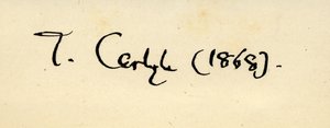 Firma de Thomas Carlyle (1795-1881) en 1868 de English School